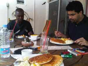 Jay and Tariq enjoying breakfast in Abuja, April 2010